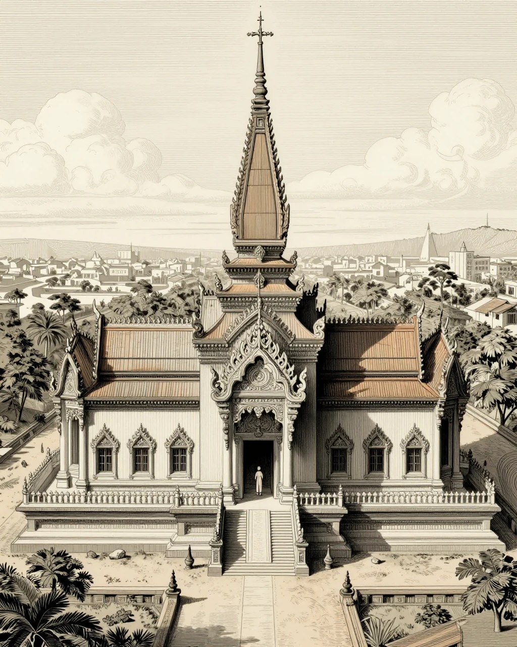 Illustration générée : Architecture inca, interprétation architecturale fictive.