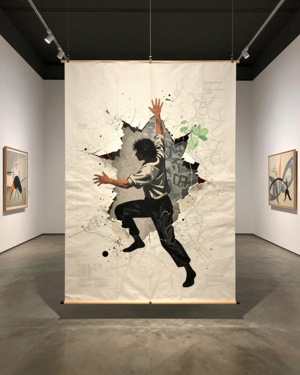 Illustration générée : Gutai, interprétation fictive et contextualisée.
