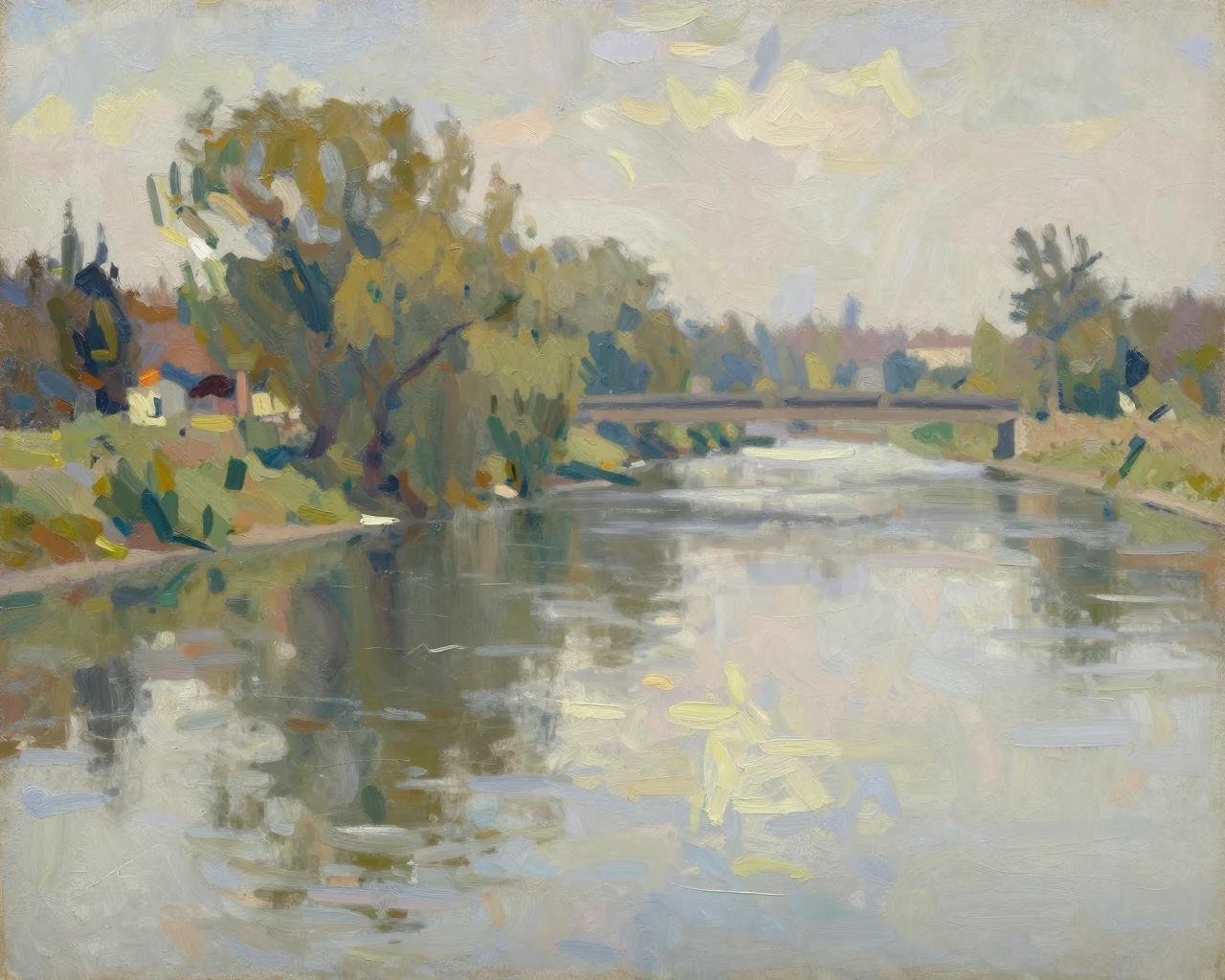 Illustration générée : Reflets du matin, interprétation du sujet Impressionnisme.